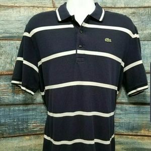 Lacoste Polo Shirt Size 6 (Medium) Striped Navy